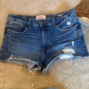 Wrangler Women's Distressed Blue Jean Shorts